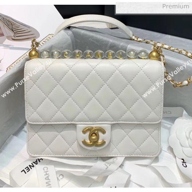 Chanel Acrylic Beads Goatskin Small Falp Bag AS0585 White 2020 (SS-20042203)