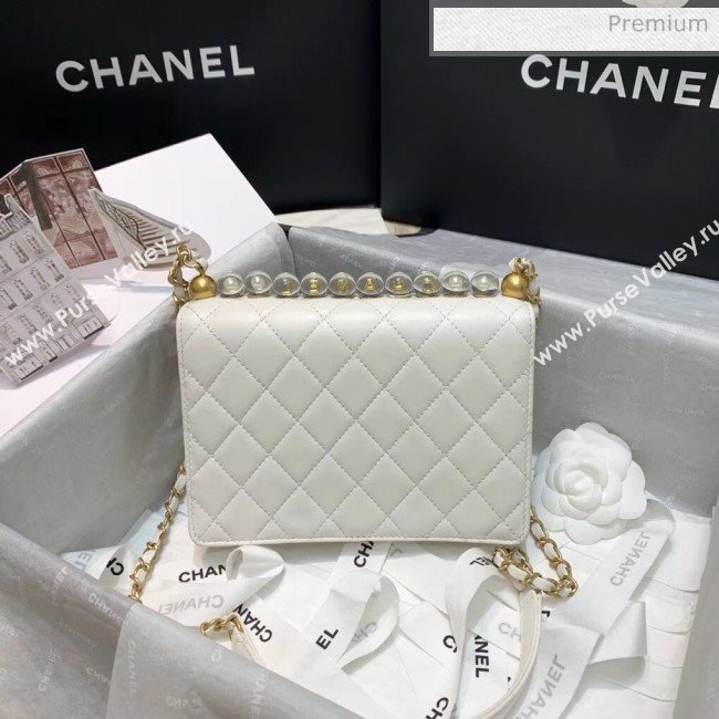 Chanel Acrylic Beads Goatskin Small Falp Bag AS0585 White 2020 (SS-20042203)