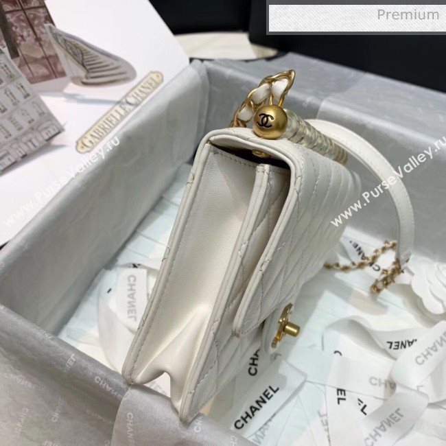 Chanel Acrylic Beads Goatskin Small Falp Bag AS0585 White 2020 (SS-20042203)
