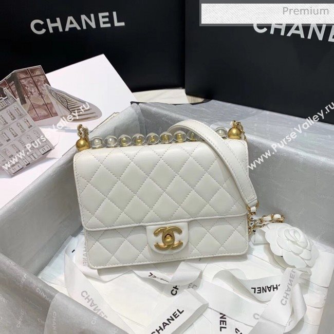 Chanel Acrylic Beads Goatskin Small Falp Bag AS0585 White 2020 (SS-20042203)