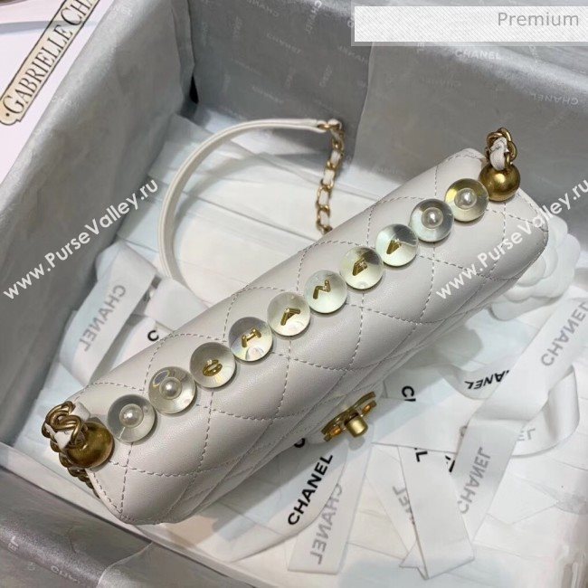 Chanel Acrylic Beads Goatskin Small Falp Bag AS0585 White 2020 (SS-20042203)