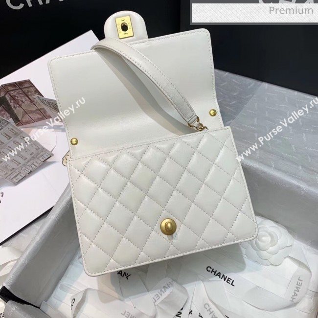 Chanel Acrylic Beads Goatskin Small Falp Bag AS0585 White 2020 (SS-20042203)