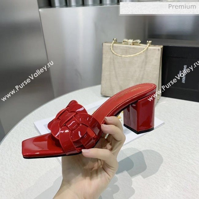 Saint Laurent Patent Leather Slide Sandal With 6.5cm Heel Red 2020 (ME-20042021)