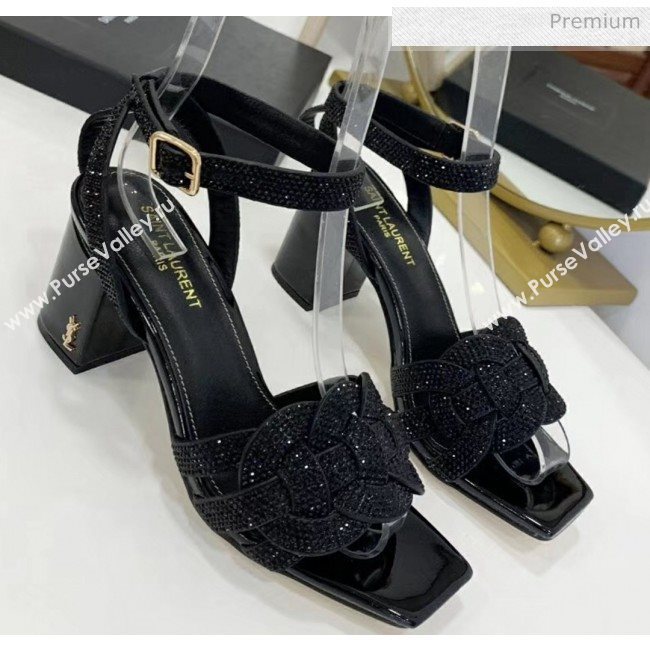 Saint Laurent Crystal Calfskin Sandal With 6.5cm Heel Black 2020 (ME-20042016)