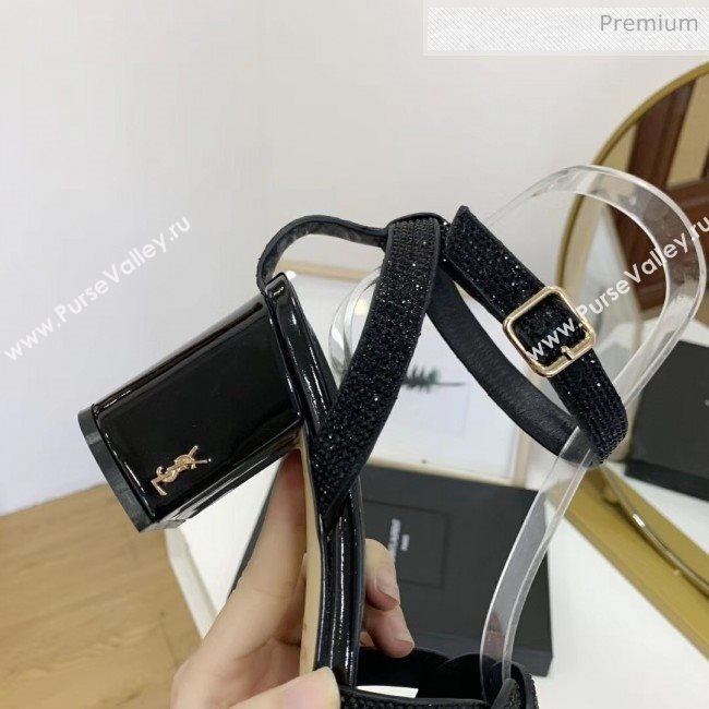 Saint Laurent Crystal Calfskin Sandal With 6.5cm Heel Black 2020 (ME-20042016)