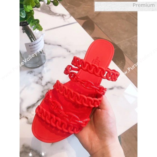  Hermes &quot;Chaine dAncre&quot; PVC Slipper Sandal Red 2020 (ME-20042030)