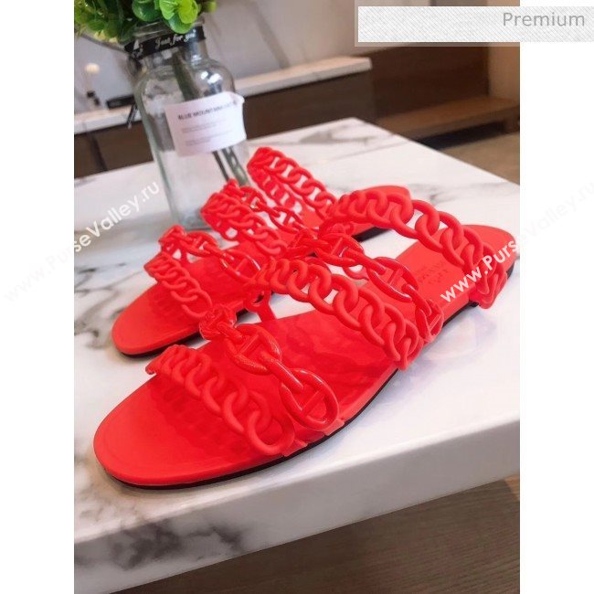  Hermes &quot;Chaine dAncre&quot; PVC Slipper Sandal Red 2020 (ME-20042030)