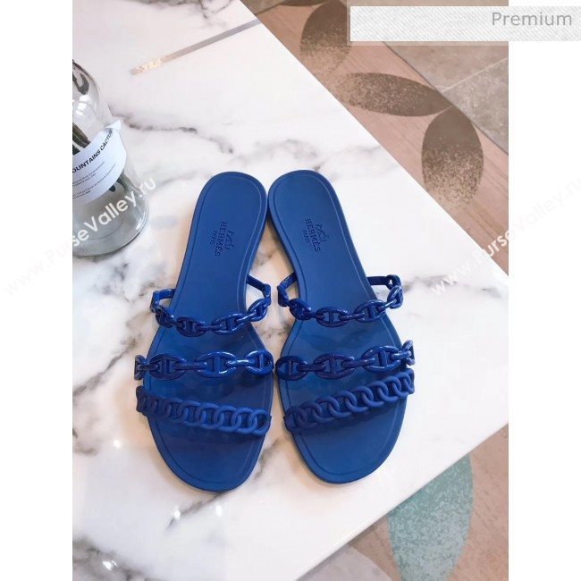  Hermes &quot;Chaine dAncre&quot; PVC Flat Sandal Blue 2020 (ME-20042032)