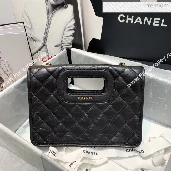 Chanel Aged Calfskin Flap Bag With Chrams AS1430 Black 2020 (JY-20042235)