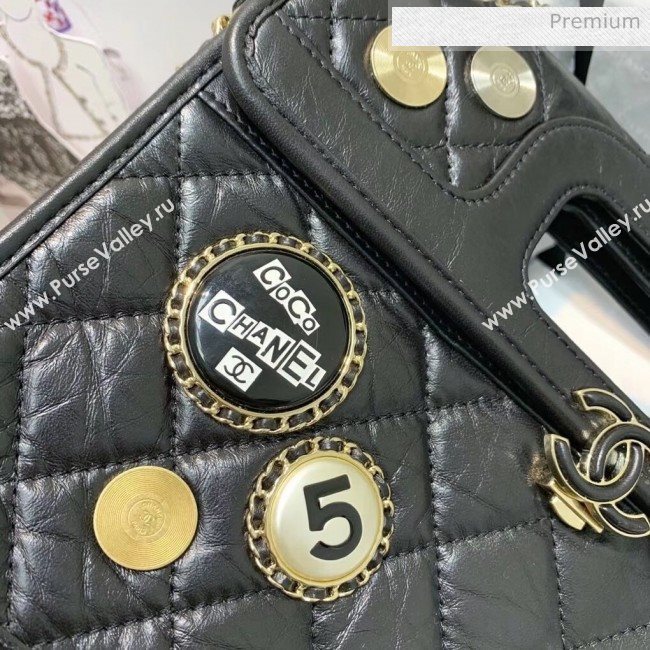 Chanel Aged Calfskin Flap Bag With Chrams AS1430 Black 2020 (JY-20042235)
