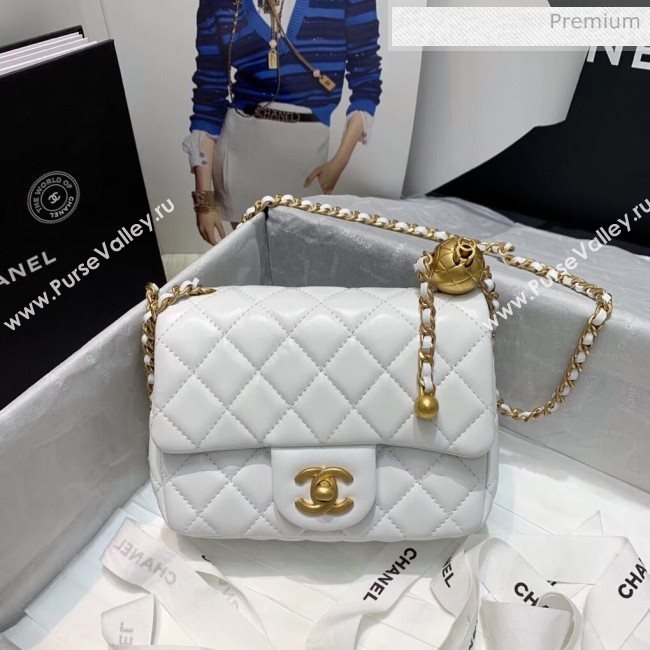 Chanel Lambskin &amp; Gold-Tone Metal Flap Bag AS1786 White 2020 (JY-20042236)