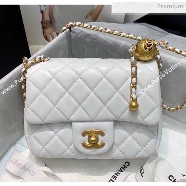 Chanel Lambskin &amp; Gold-Tone Metal Flap Bag AS1786 White 2020 (JY-20042236)