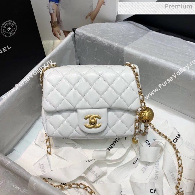 Chanel Lambskin &amp; Gold-Tone Metal Flap Bag AS1786 White 2020 (JY-20042236)