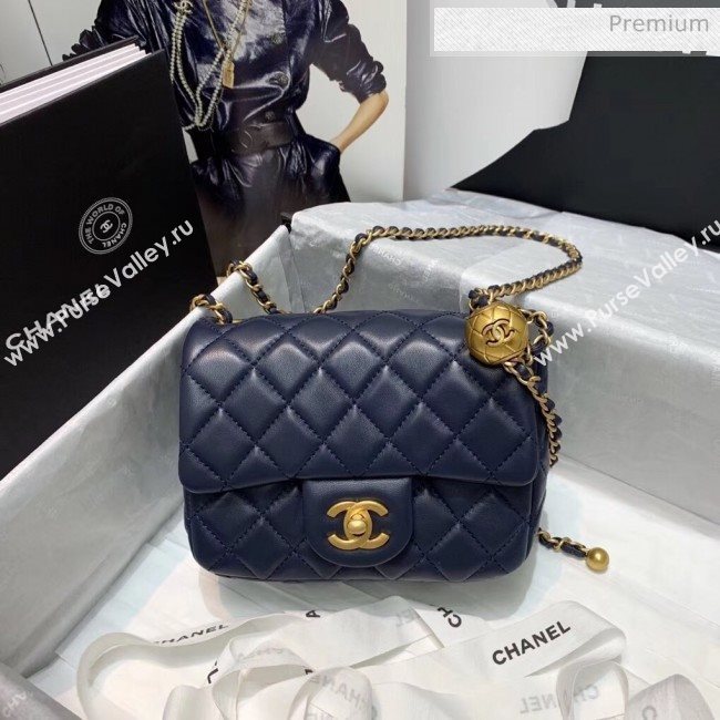 Chanel Lambskin &amp; Gold-Tone Metal Flap Bag AS1786 Navy Blue 2020 (SS-20042038)