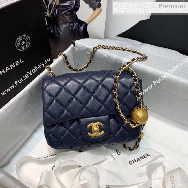 Chanel Lambskin &amp; Gold-Tone Metal Flap Bag AS1786 Navy Blue 2020 (SS-20042038)