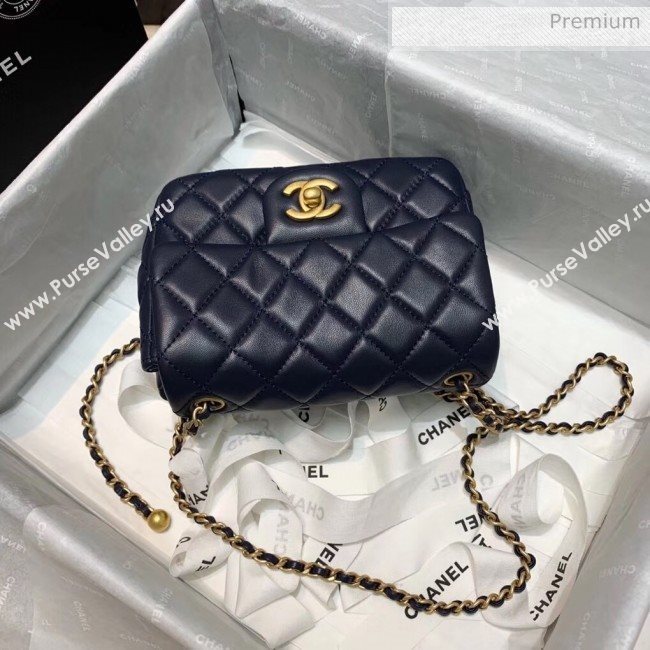 Chanel Lambskin &amp; Gold-Tone Metal Flap Bag AS1786 Navy Blue 2020 (SS-20042038)