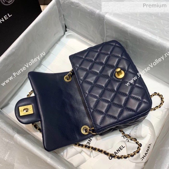 Chanel Lambskin &amp; Gold-Tone Metal Flap Bag AS1786 Navy Blue 2020 (SS-20042038)