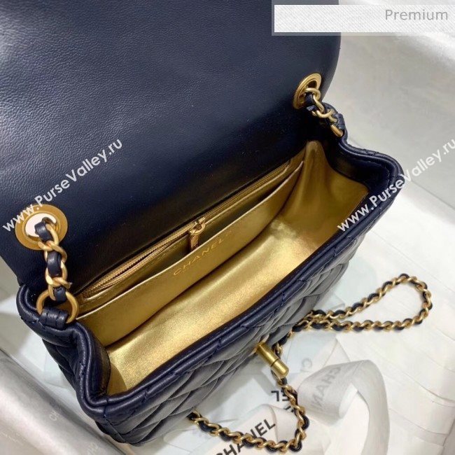 Chanel Lambskin &amp; Gold-Tone Metal Flap Bag AS1786 Navy Blue 2020 (SS-20042038)