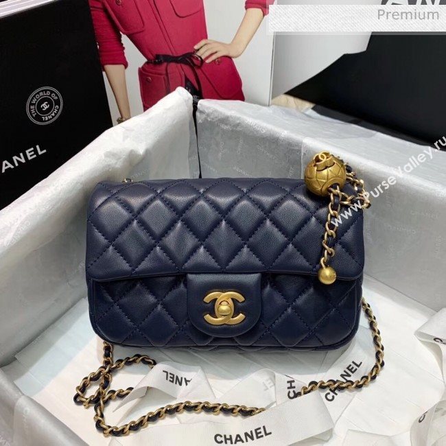 Chanel Lambskin &amp; Gold-Tone Metal Flap Bag AS1787 Navy Blue 2020 (SS-20042243)