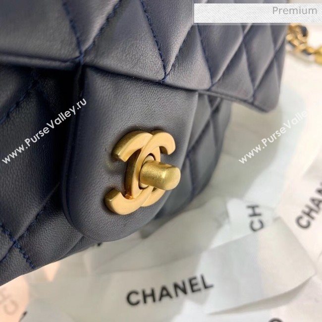 Chanel Lambskin &amp; Gold-Tone Metal Flap Bag AS1787 Navy Blue 2020 (SS-20042243)