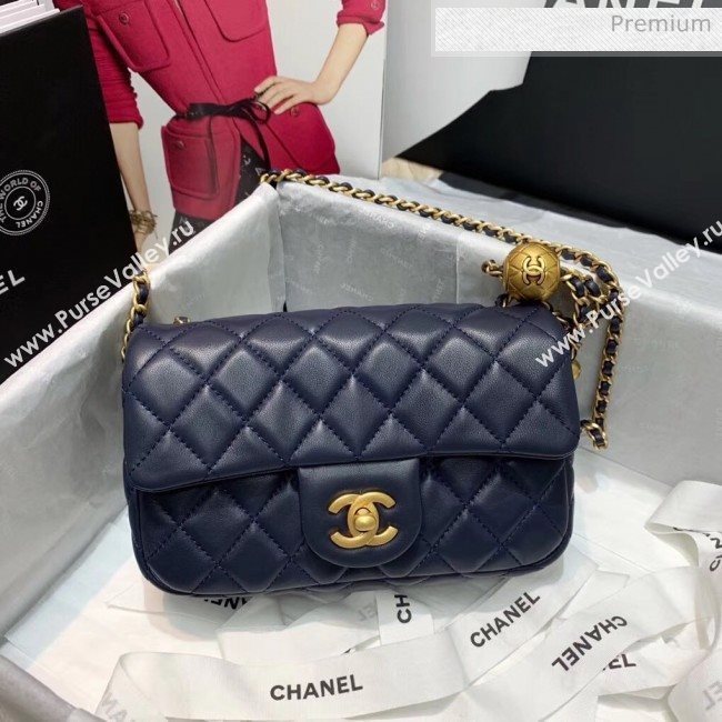 Chanel Lambskin &amp; Gold-Tone Metal Flap Bag AS1787 Navy Blue 2020 (SS-20042243)