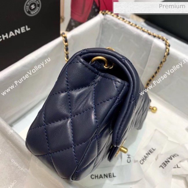 Chanel Lambskin &amp; Gold-Tone Metal Flap Bag AS1787 Navy Blue 2020 (SS-20042243)