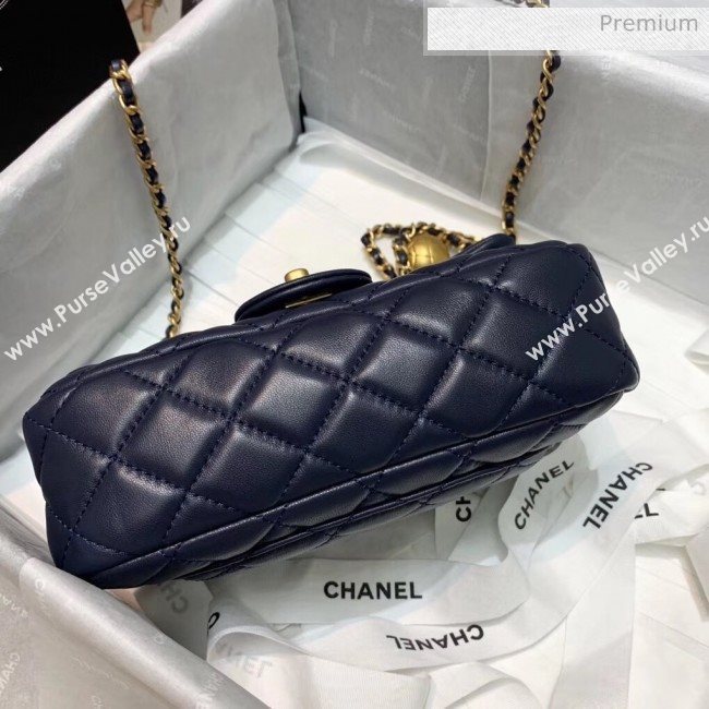 Chanel Lambskin &amp; Gold-Tone Metal Flap Bag AS1787 Navy Blue 2020 (SS-20042243)