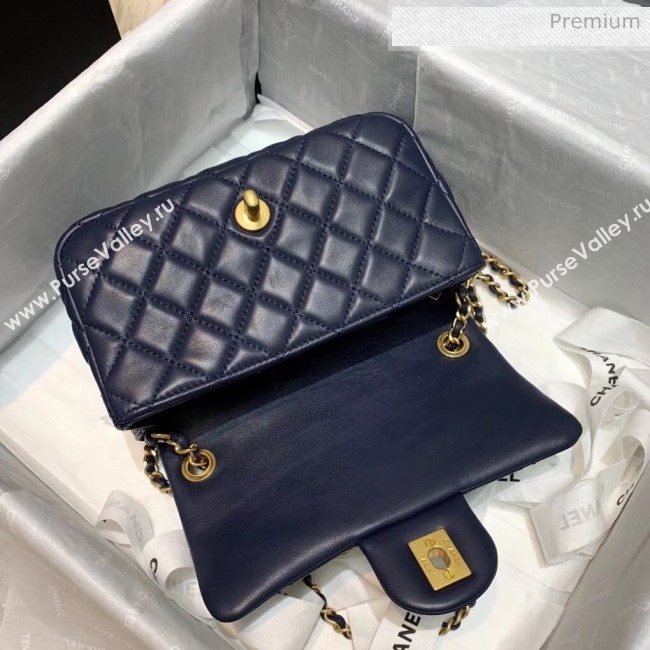 Chanel Lambskin &amp; Gold-Tone Metal Flap Bag AS1787 Navy Blue 2020 (SS-20042243)