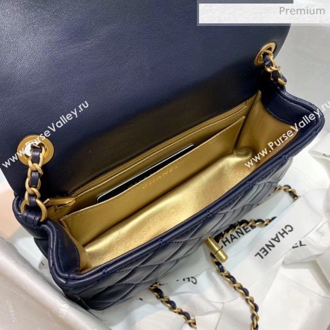 Chanel Lambskin &amp; Gold-Tone Metal Flap Bag AS1787 Navy Blue 2020 (SS-20042243)