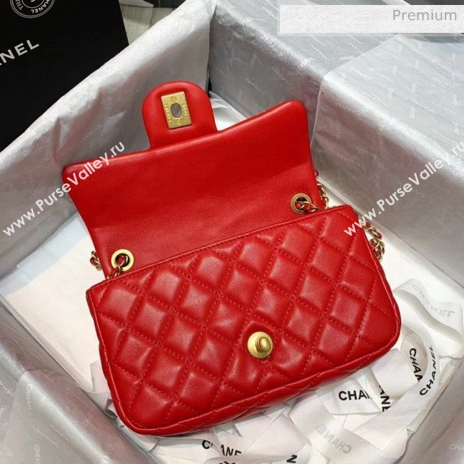 Chanel Lambskin &amp; Gold-Tone Metal Flap Bag AS1787 Red 2020 (SS-20042246)