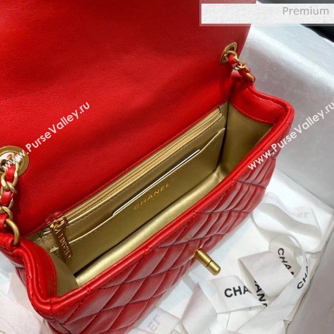 Chanel Lambskin &amp; Gold-Tone Metal Flap Bag AS1787 Red 2020 (SS-20042246)