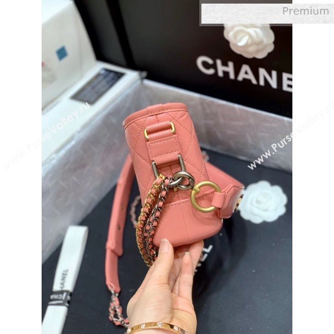 Chanel Samll CHANELS GABRIELLE Hobo Bag in Aged Calfskin AS0865 Pink 2020(Top Quality) (SY-20042234)
