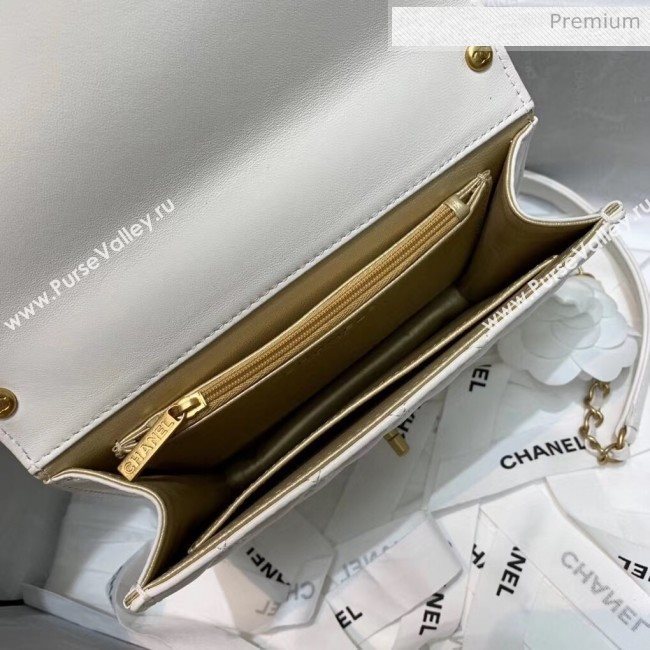 Chanel Acrylic Beads Goatskin Small Falp Bag AS0585 White 2020 (SS-20042203)