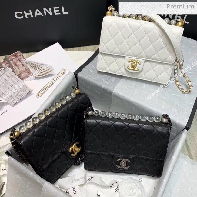 Chanel Acrylic Beads Goatskin Small Falp Bag AS0585 White 2020 (SS-20042203)