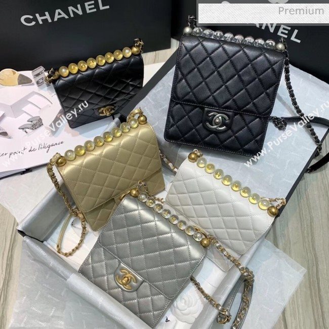 Chanel Acrylic Beads Goatskin Mini Falp Bag AS0584 White 2020 (SS-20042204)