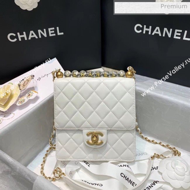 Chanel Acrylic Beads Goatskin Mini Falp Bag AS0584 White 2020 (SS-20042204)