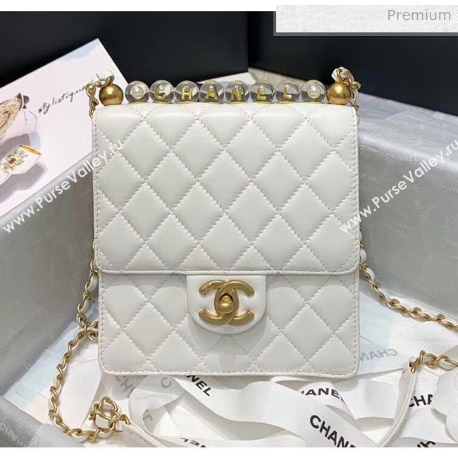 Chanel Acrylic Beads Goatskin Mini Falp Bag AS0584 White 2020 (SS-20042204)