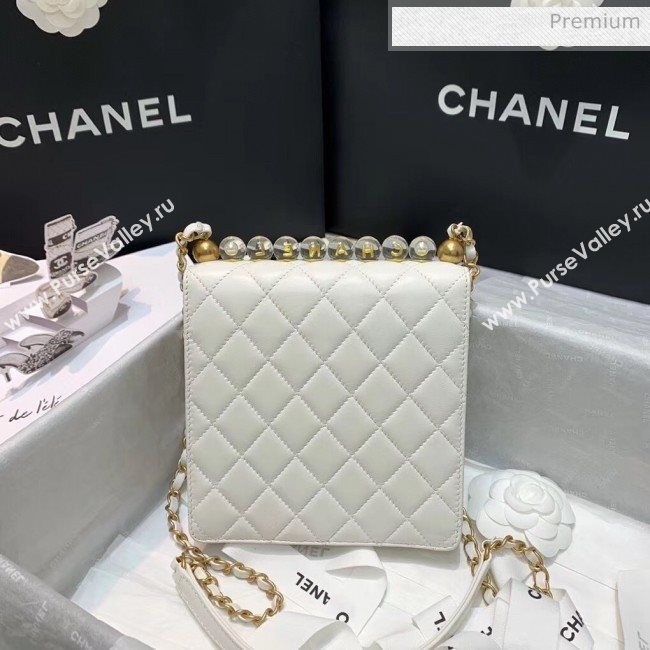Chanel Acrylic Beads Goatskin Mini Falp Bag AS0584 White 2020 (SS-20042204)