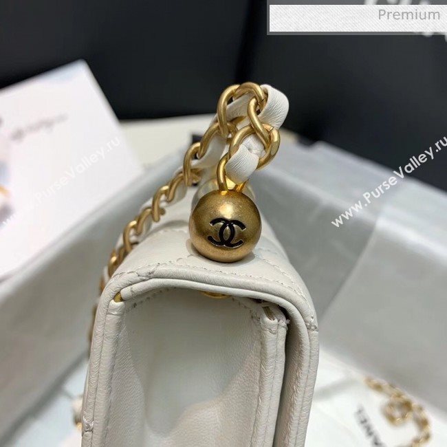Chanel Acrylic Beads Goatskin Mini Falp Bag AS0584 White 2020 (SS-20042204)