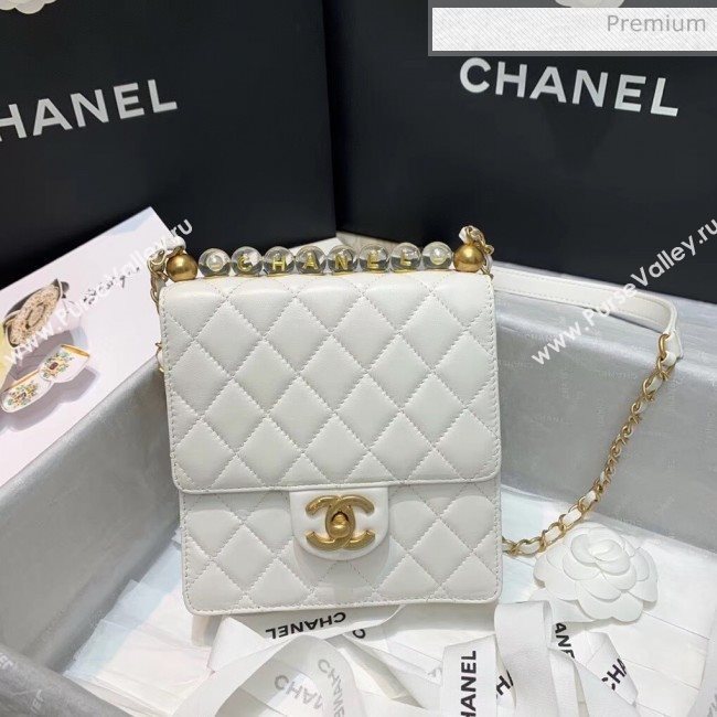 Chanel Acrylic Beads Goatskin Mini Falp Bag AS0584 White 2020 (SS-20042204)