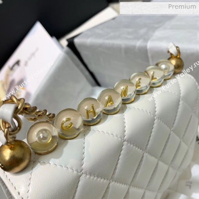 Chanel Acrylic Beads Goatskin Mini Falp Bag AS0584 White 2020 (SS-20042204)