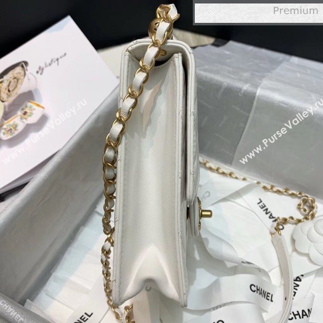 Chanel Acrylic Beads Goatskin Mini Falp Bag AS0584 White 2020 (SS-20042204)