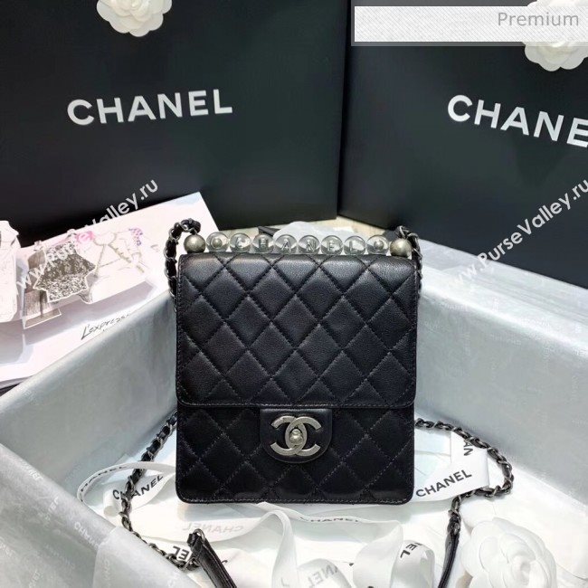 Chanel Acrylic Beads Goatskin Mini Falp Bag AS0584 Black/Silver 2020 (SS-20042205)
