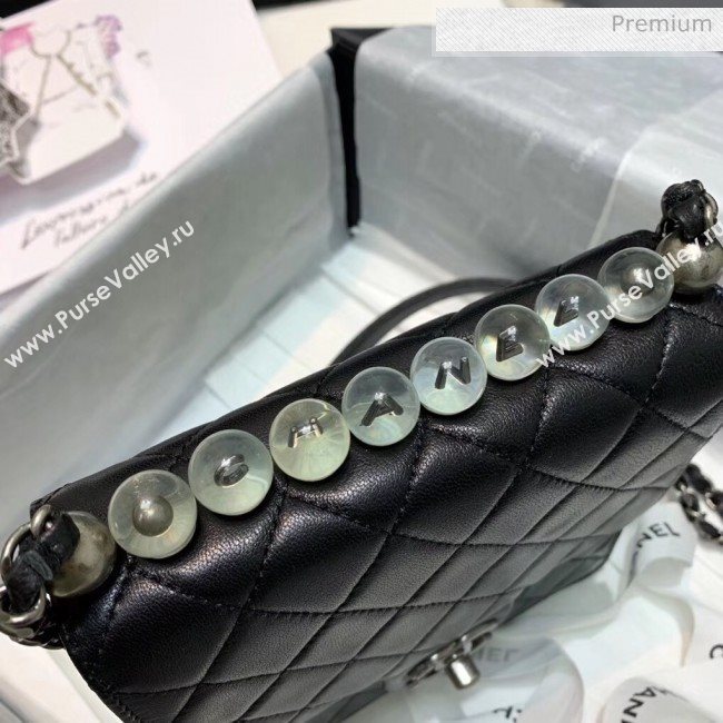 Chanel Acrylic Beads Goatskin Mini Falp Bag AS0584 Black/Silver 2020 (SS-20042205)