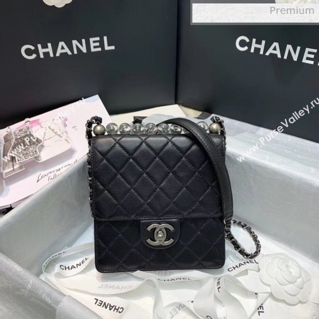 Chanel Acrylic Beads Goatskin Mini Falp Bag AS0584 Black/Silver 2020 (SS-20042205)