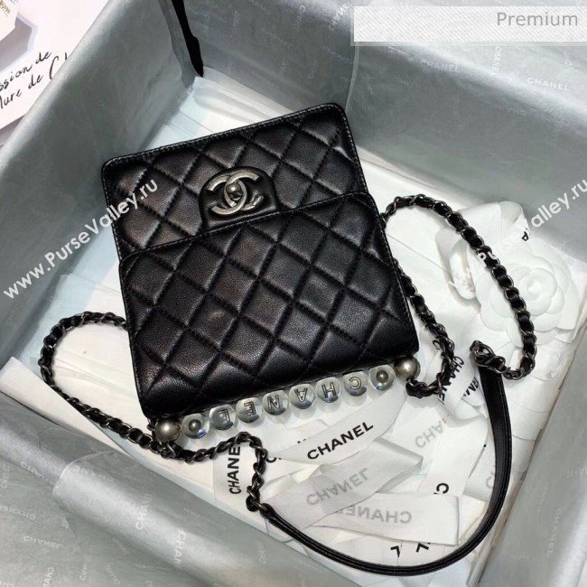 Chanel Acrylic Beads Goatskin Mini Falp Bag AS0584 Black/Silver 2020 (SS-20042205)