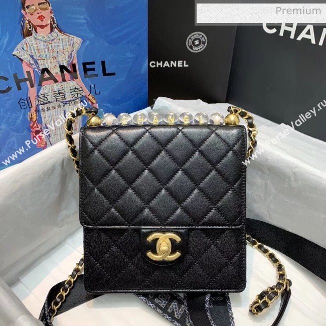 Chanel Acrylic Beads Goatskin Mini Falp Bag AS0584 Black/Gold 2020 (SS-20042206)