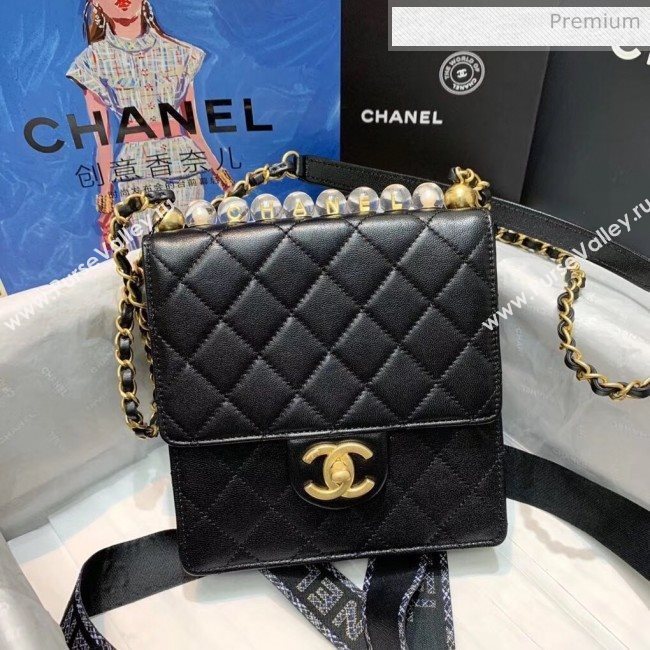 Chanel Acrylic Beads Goatskin Mini Falp Bag AS0584 Black/Gold 2020 (SS-20042206)