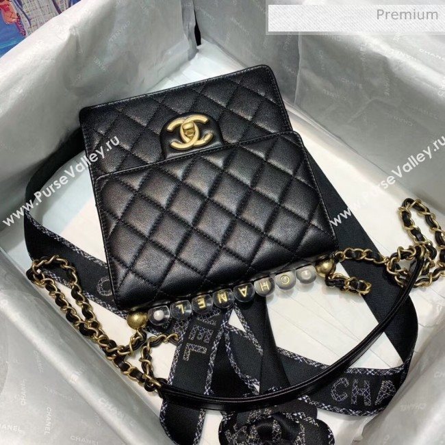 Chanel Acrylic Beads Goatskin Mini Falp Bag AS0584 Black/Gold 2020 (SS-20042206)
