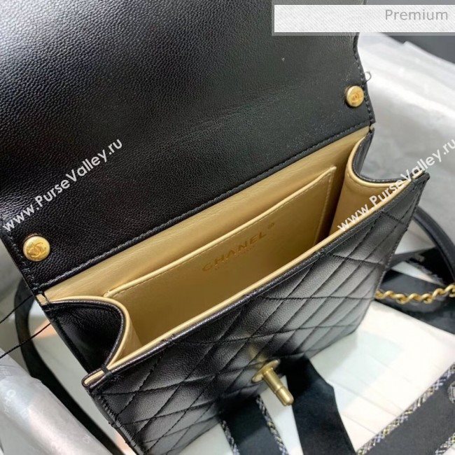 Chanel Acrylic Beads Goatskin Mini Falp Bag AS0584 Black/Gold 2020 (SS-20042206)